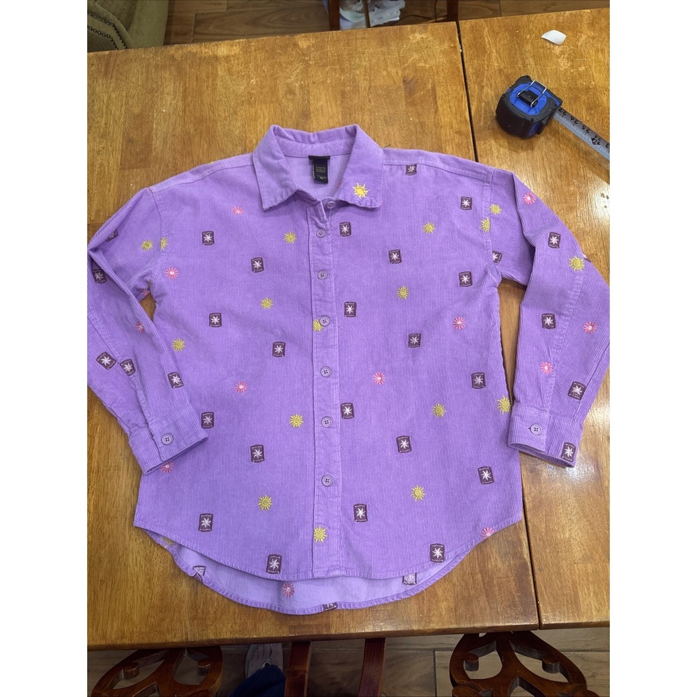Disney Princess Rapunzel Liliac Cordaroy Long sleeve button up shirt size medium